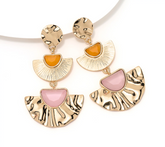 Susan Graver Fan Shaped Peach Hammered Metal Earrings
